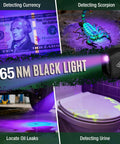Rechargeable EDC Flat Flashlight 1200 Lumens With Magnetic Base UV And White Light Combo detecting currency, scorpion, oil leaks, urine