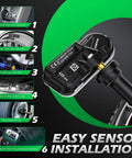Dodge Ram 433MHz TPMS Sensor Replacement Four Pack For 2014 To 2022 Ram 1500 2500 3500 4500 5500 And 2014 To 2021 Jeep Cherokee Tire Pressure Monitor Sensors Ready To Install, 433MHz valve stem sensor