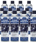 Kick Rust To The Curb With These Premium Black Satin Aerosol Chassis Sprays Built For Cars And Trucks Slap On Tough Chip Scratch Resistant Coating Seals Steel Matches Oem Finish Smooth Roll In 14 Oz Cans 12 Pack displayed in a pack of 12 aerosol cans.