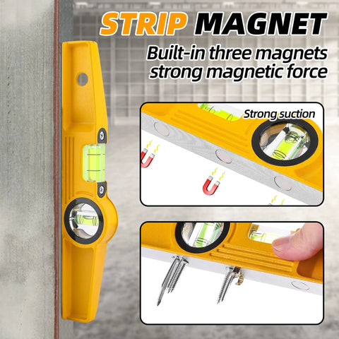 Shop Tested Ten Inch Aluminum Die Cast Magnetic Torpedo Level With Badass Rare Earth Magnet and three strong magnets for secure use.