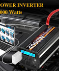 Top Notch 4000 Watt Power Inverter Juices Up Your Rig Converting 12V Dc To 110 Or 120V Ac For Rvs Cars And Off Grid Solar Builds With Wireless Remote Smart Lcd And Fast Charge Ports, shown in vehicle.