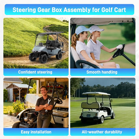 EZGO Golf Cart Steering Gear Box Assembly And Steering Rack For TXT And MPT 2001 Up Gas And Electric Carts display