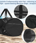 Diving Mesh Duffel Bag Large Capacity With Quick Dry Ventilation showing stitching, mesh detail, and splashproof pocket on beach