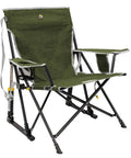 Kickback Rocker Camping Chair, Portable Folding Rocking Chair with durable armrests and drink holder in Loden Green