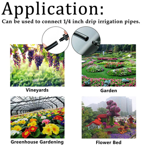 340 Piece One Quarter Inch Drip Irrigation Fittings Kit With Barbed Connectors for vineyards, garden, greenhouse, flower bed.