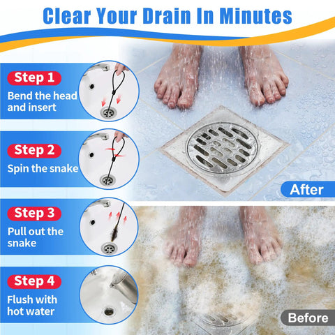 Heavy Duty 30 Inch Drain Snake 5 Pack With Rust Resistant Steel Core And Bendy Nylon Sleeve To Yank Gnarly Hair Clogs And Gunk Straight Out Of Shower Pipes Quick And Easy, step-by-step guide for use.