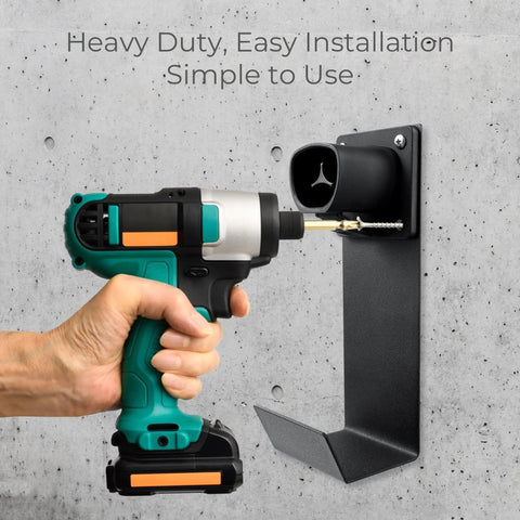 Installation of Tesla NACS Electric Vehicle Charger Nozzle Holster Dock And J Hook For Cable Management on concrete wall