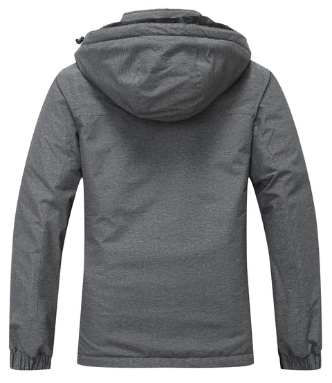 Back view of charcoal heather Women's Snow Ski Jacket Cozy Warm Winter Coat Waterproof Windproof Built For The Slopes