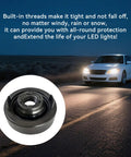 Two Pack Headlight Dust Caps for Cars Trucks and SUVs, heavy duty rubber sealing dust covers shown on a road at night