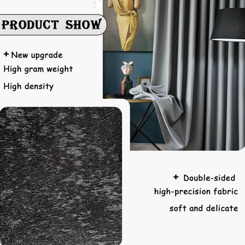 Dope Room Divider Curtain With Ceiling Track System Black 15 Ft Wide By 9 Ft Tall One Panel Heavy Triple Weave Blackout Fabric shown draped with texture detail