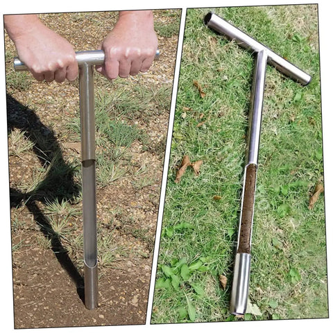 Stainless Steel Soil Probe With T Handle Easy Core Sampler For Lawn And Garden Testing Grains And Fertilizer Sampling
