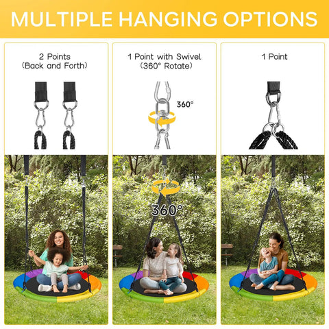 40 Inch Saucer Swing For Kids And Adults, Heavy Duty 700 Lbs Capacity, 900D Oxford Fabric, 360 Degree Spin Disc Swing With Hanging Straps