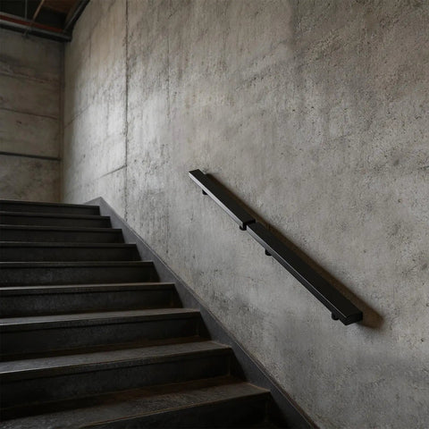 Wall Mount Stair Handrail Built Different with Heavy Duty Stainless Steel Coating In Sleek Black Finish for Humidity Proof Reliability Up to 200 Lbs Capacity for Smooth Indoor Setup on staircase wall