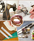 Two Treadle Sewing Machine Belts With 30 Piece Accessories Kit For DIYers And Crafters Including Bobbins Needles Threaders Hemming Clips Awl Scissors And More, sewing tools set