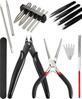 17 Piece Metal Puzzle Tool Set For DIY Model Kits Featuring Edge Bending Tools, pliers, tweezers, files, and blades displayed.