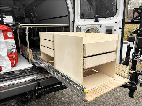 Heavy Duty Drawer Slides 1 Pair Sliding Door Hardware With Built Tough Ultra Quiet Glide Full Extension Ball Bearing Rails Rust Resistant Electroplated And Powder Coated Finish For Cabinets installed on RV cargo drawer