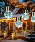 8 Pack Outdoor Solar Hanging Lights Waterproof Lanterns For Garden Decor Cold White Cracked Glass For Yard Fence And Tree