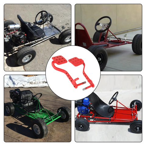 Go Kart Pedal Kit With 71 Inch Throttle Cable And Brake Pedal For Predator 212cc engines with red pedals and go-kart images