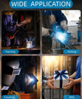 Collage showing uses of Beginner Friendly Welding Practice Kit With 24 Welding Coupons, including training, testing, and creating.
