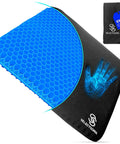 Double Thick Gel Seat Cushion For All Day Comfort And Pressure Relief For Back Sciatica Coccyx And Tailbone Pain, shown with honeycomb design and extra cover