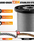 Beefed Up 7x7 Stainless Steel Wire Rope Cable One Sixteenth Inch 328 Feet With 150 Crimping Sleeves for corrosion resistance