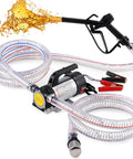 Pro Grade 12V 200W Diesel And Kerosene Electric Fuel Transfer Pump Kit With Nozzle And Hoses, 13 GPM High Flow For Boats