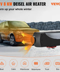 Hefty 8KW Diesel Air Heater 12 Volt Rig Setup With Handy Remote And Lcd Panel Integrated Ultra Quiet Muffler for vehicles in winter.