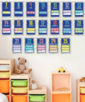 26-Piece Number Chart Posters Set For Classrooms And Offices, 8.5 By 11 Inches, 0-25 Counting Wall Decor above toy shelves