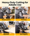 Pro Grade 7 1/4 Inch Circular Saw With A Powerhouse Motor That Slices Through Hardwood Lightweight Portable Design in action on wood and plywood