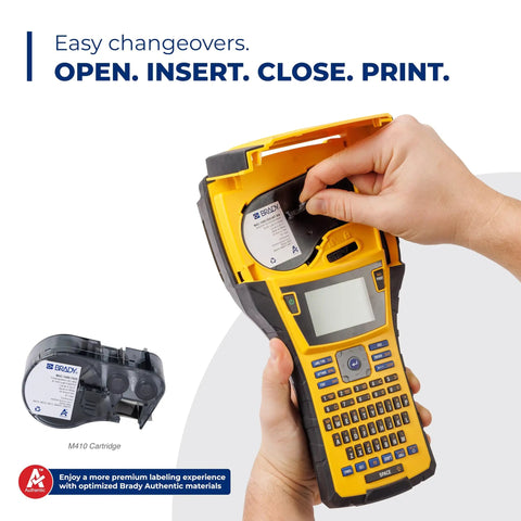 Top Shelf Handheld Portable Label Printer Kit Built For Daily Hustle showing easy cartridge insertion for efficient labeling.