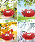 Two Pack 16oz Leak Proof Dish Style Hummingbird Nectar Feeder With Built In Ant Moat Five Feeding Ports Wide Mouth For Easy Clean BPA Free Outdoor Garden Decor Gift