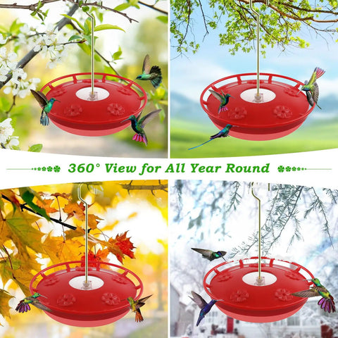 Two Pack 16oz Leak Proof Dish Style Hummingbird Nectar Feeder With Built In Ant Moat Five Feeding Ports Wide Mouth For Easy Clean BPA Free Outdoor Garden Decor Gift