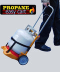 Person using Portable LP Tank Carrier Cart With Wheels No More Heavy Lifting For Propane Tanks Heavy Duty Cylinder Dolly