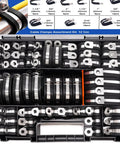 125Piece Cable Clamps Assortment Kit In 12 Sizes From 3/16 In To 2 In With 304 Stainless Steel Rubber Cushioned Wire And Pipe Clamps Portable Handheld Box Ideal For Auto Shop Garage Projects, organized in a black case.