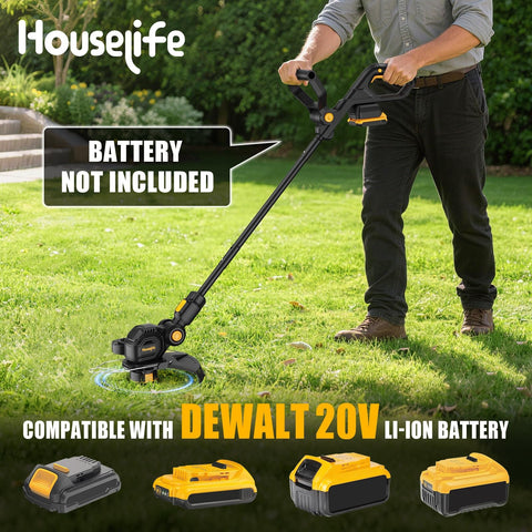 Man using cordless leaf blower 400 CFM 130 MPH handheld battery not included compatible with 20V MAX battery in garden