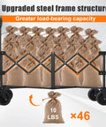 41 Inch Long Collapsible Wagon Cart With 460 Pound Capacity Beast Heavy Duty Folding Beach Wagon On All Terrain Wheels Utility Cart For Camping Garden Shopping And Sports Black holding 46 bags of 10 lbs each.