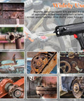 1800W Induction Bolt Heater Packed With Four Heavy Duty Coils And A Rugged Carrying Case To Quickly Shatter Rust And Effortlessly Kick Loose Jammed Nuts Bearings Faster Than Ever 110V in use on rusted metal parts.