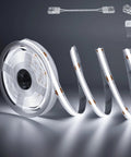 Crazy Bright COB LED Strip Light 32.8ft 10m With 5040 LEDs 6000K White High Lumen Flexible Tape in roll and unrolled sections