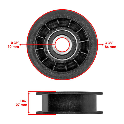 Idler Pulley With V Belt Kit For John Deere 100 Series And Scotts Lawn Tractors showcasing pulley dimensions