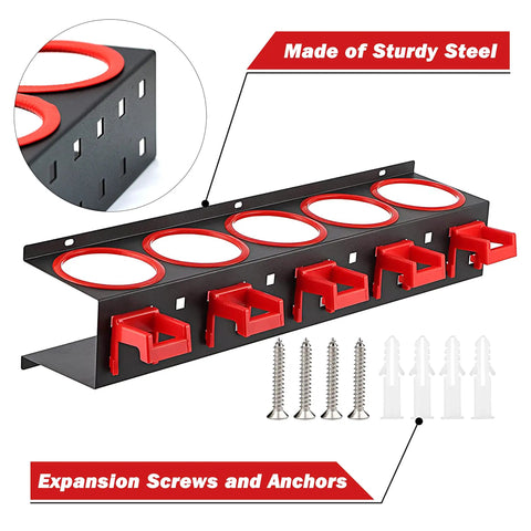 Multifunctional Spray Bottle Rack For Car Garage And Beauty Shop Displays With Durable Metal Frame And Five Plastic Hanging Hooks