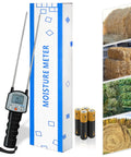 Hay Moisture Meter With Heavy Duty Probe For Hay, Alfalfa, Clover And Grass, Fast Accurate Moisture Readings For Farmers And Livestock Pros, Portable And Easy To Use In The Field. meter with case, batteries and hay bale images