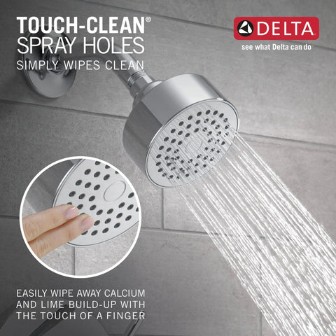 Modern Single-Handle Chrome Tub And Shower Trim Kit And With Single-Spray Touch-Clean Shower Head spraying water