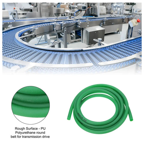 12mm Round Polyurethane Drive Belt, 3m Length Green PU Rough Surface Belt For Transmission, Tough As Nails Heavy Duty, High Tension, Abrasion Resistant, Oil Proof, Waterproof And Chemical Resistant