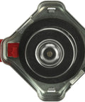 Top view of Safety Release Radiator Cap With Lever Model 31534 for Cars and Trucks, featuring durable metal construction.