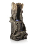 Outdoor Rainforest Waterfall Tree Trunk Floor Fountain with LED lights, tiered garden decor, 41 inch tall brown, plug in