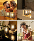 Battery Operated Lamp With Timer Cordless Table Lamp For Bedroom Glass Shade Accent Light For Living Room bedside nightstand