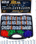 Heavy Duty 600 Pc Zerk Fittings Kit With Complete Sae Metric 1/4 And 1/8 Inch Set Plus Dust Caps And Wrenches For All Your Daily Machine Greasing Needs, open case