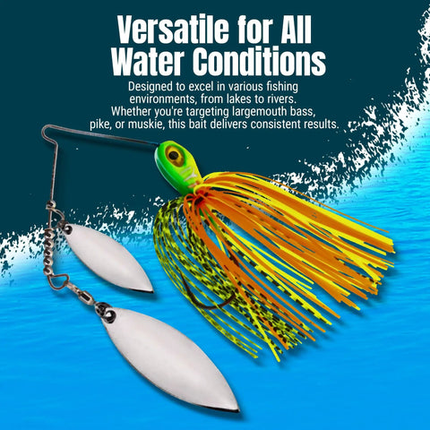 Spinner Bait Lure Half Ounce Tennessee Shad 3 Pack For Bass Trout Pike Salmon Walleye Durable Lead with bright double blades