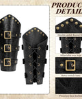 Badass Renaissance Belt Pouch Set With Detachable Corset Strap Soft Leather Bracers featuring brass rivets and adjustable straps.