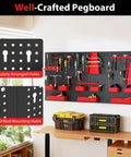 Installed Must Have Pegboard Wall Organizer With 9 Bins 4 Hammer Racks 2 Wrench Racks 2 Seven Slot Screwdriver Holders